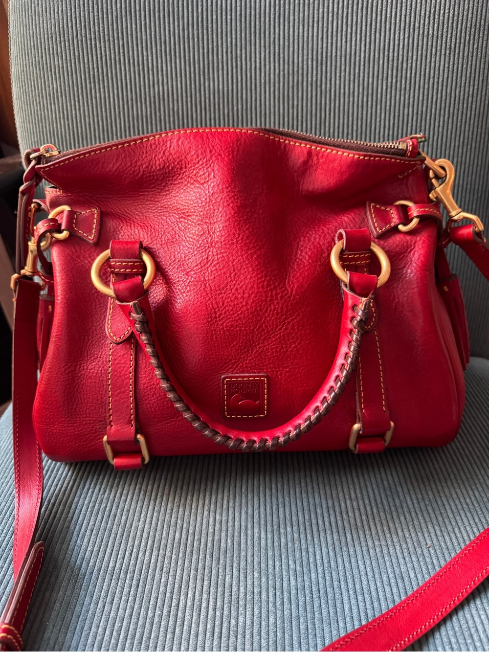 Dooney and Bourke Red Florentine  Satchel Handbag